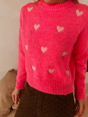 Leonie trui fluoroze hartjes