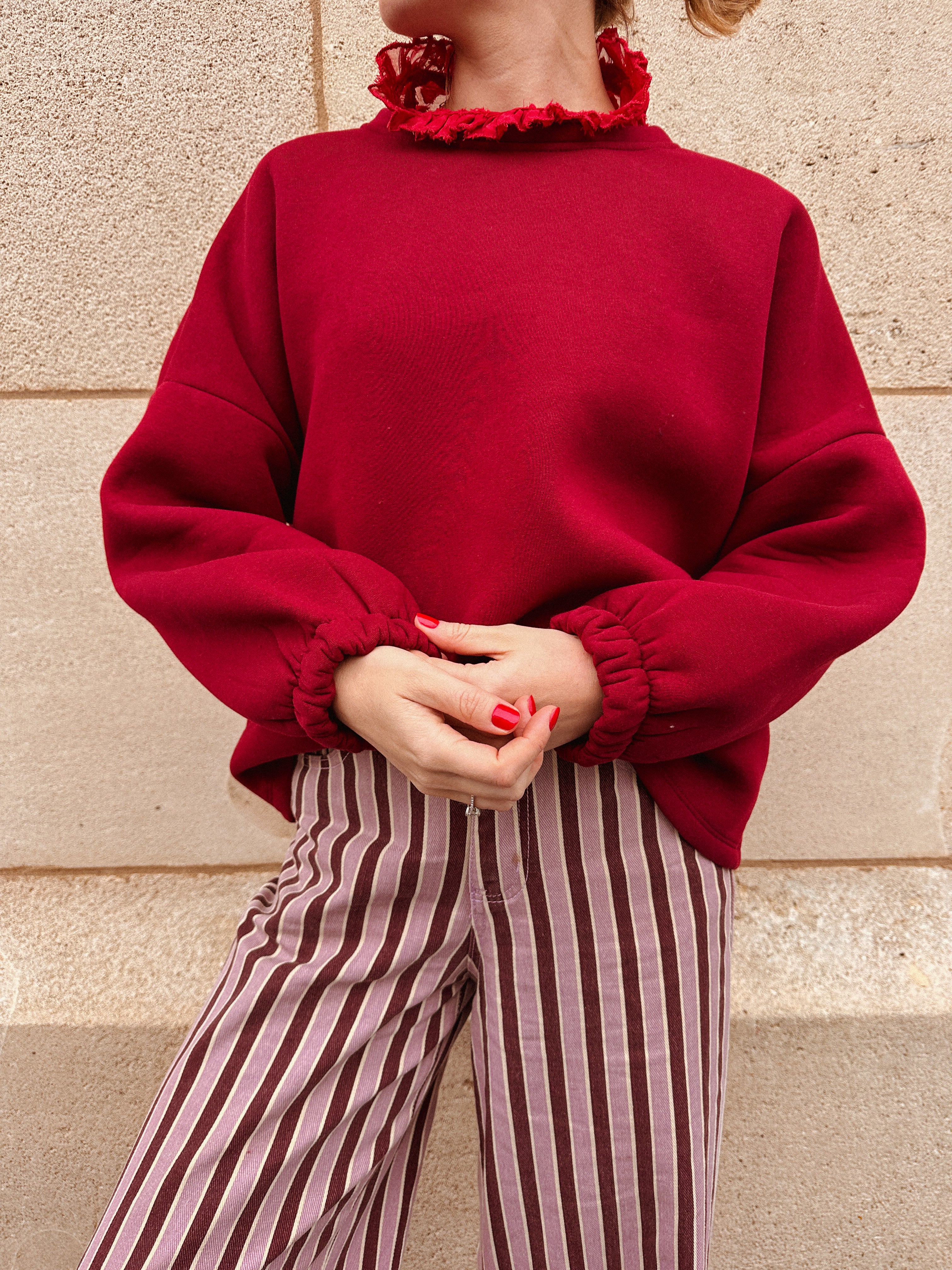 Bisous sweater burgundy/rood