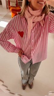 Clara katoenen blouse roze gestreept