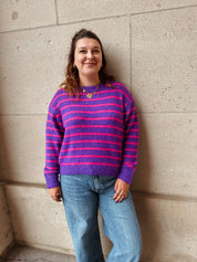 Jelena trui gestreept roze/paars