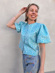 Véda blouse blauw