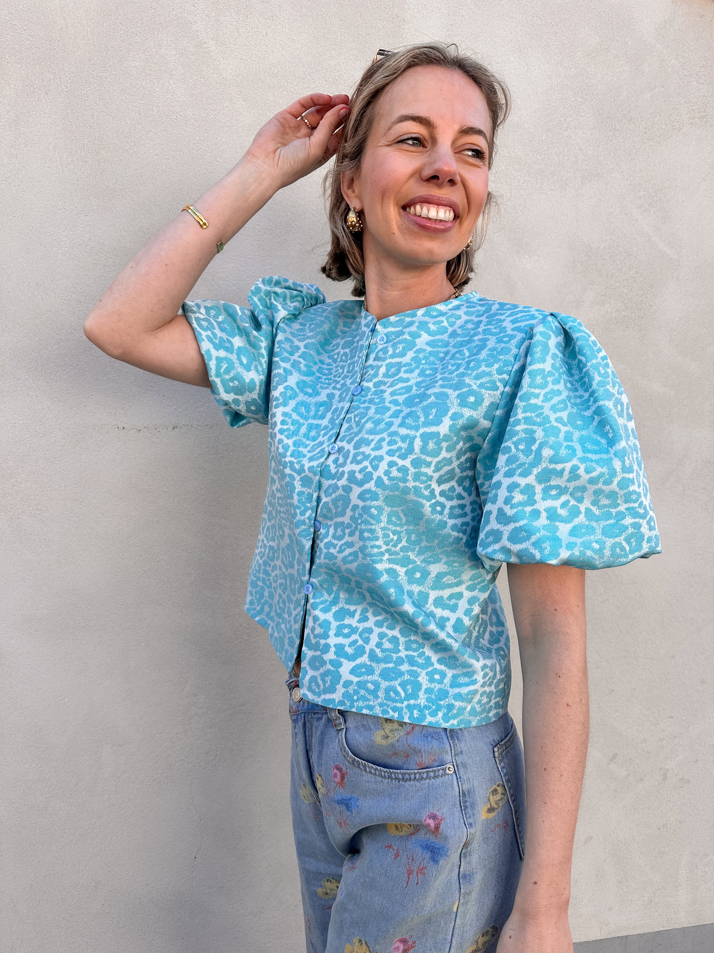 Véda blouse blauw