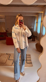 Isa blouse wit met lichtblauwe print