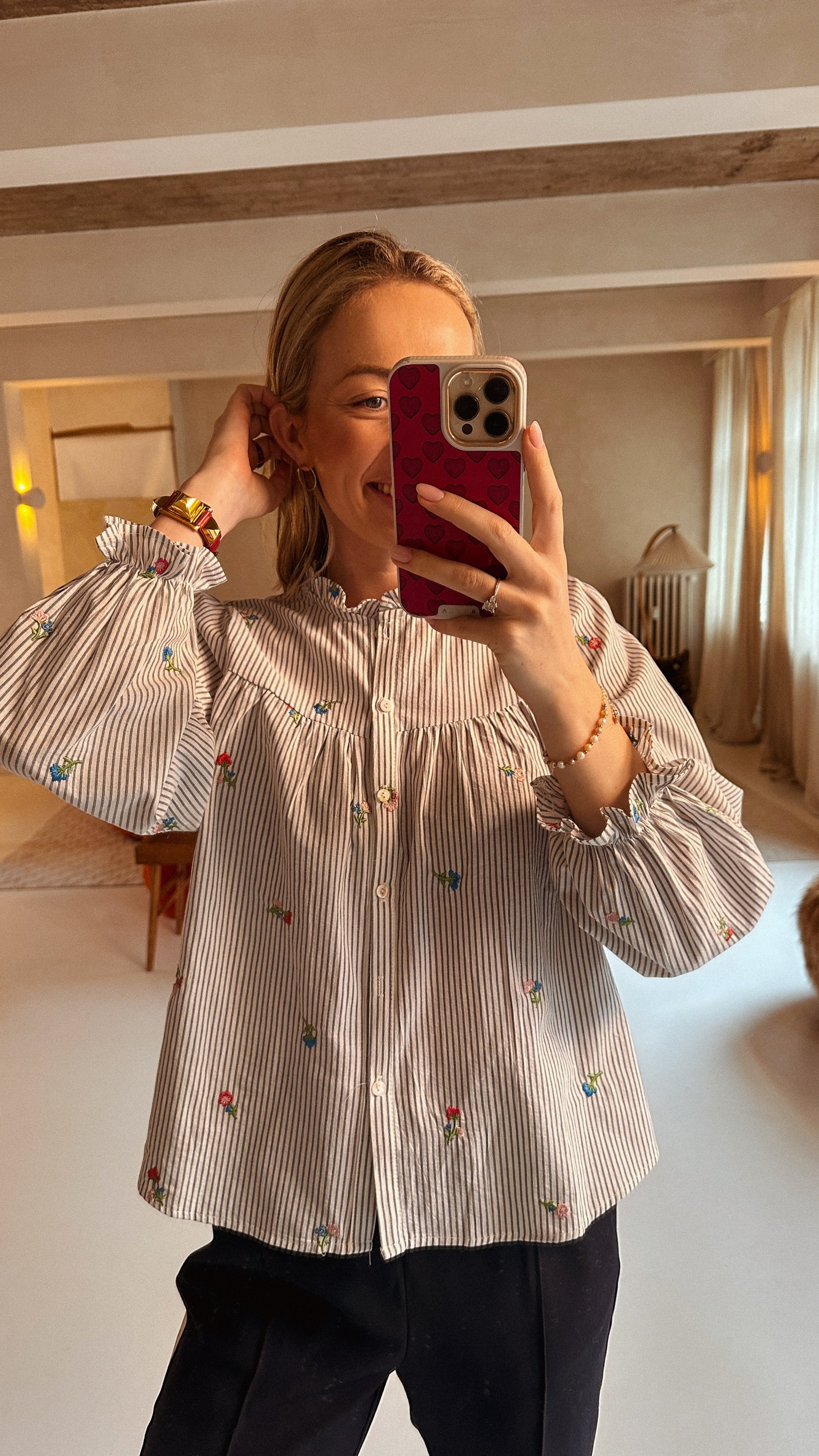 Aveline blouse gestreept gebloemd