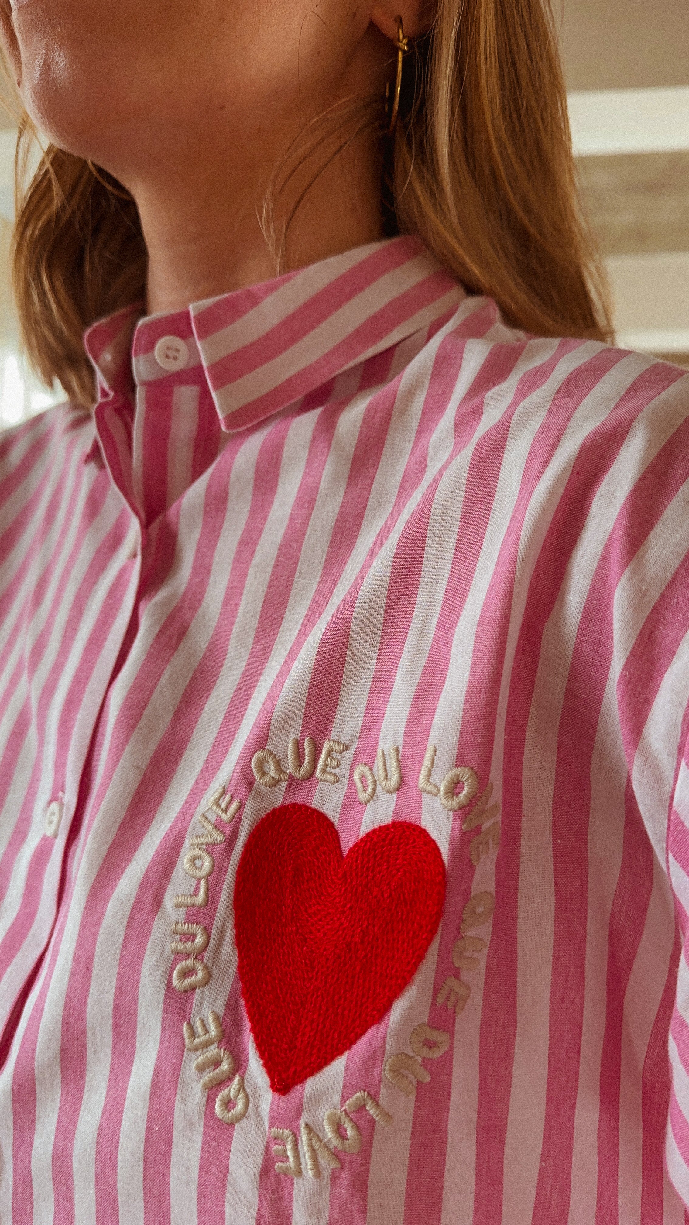 Clara katoenen blouse roze gestreept