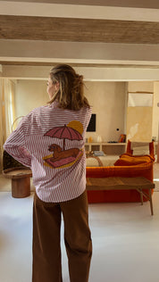 Mare blouse bordeaux gestreept