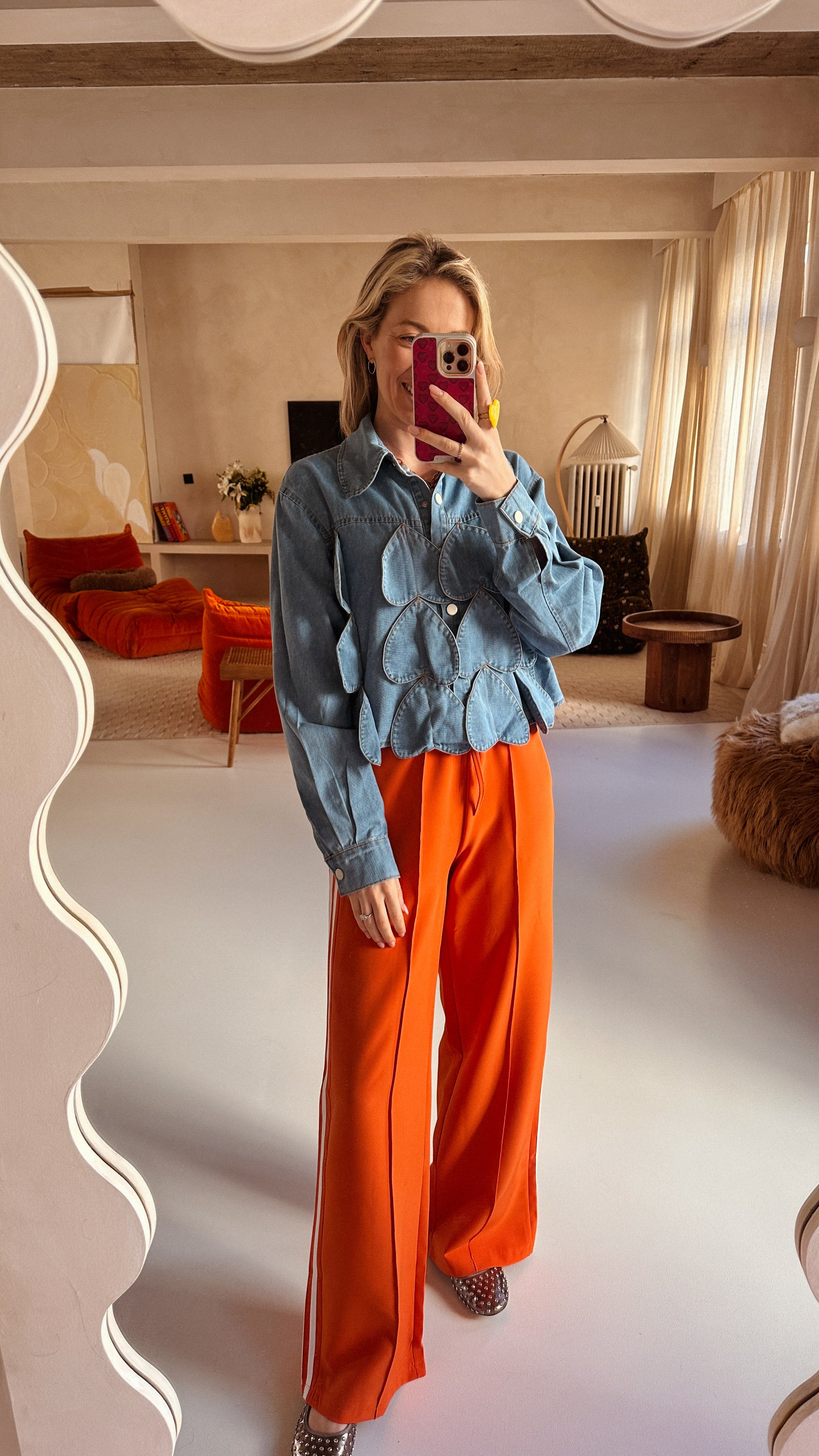 Mia jeansblouse hartjes