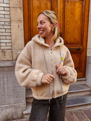 Smiley teddy gilet beige