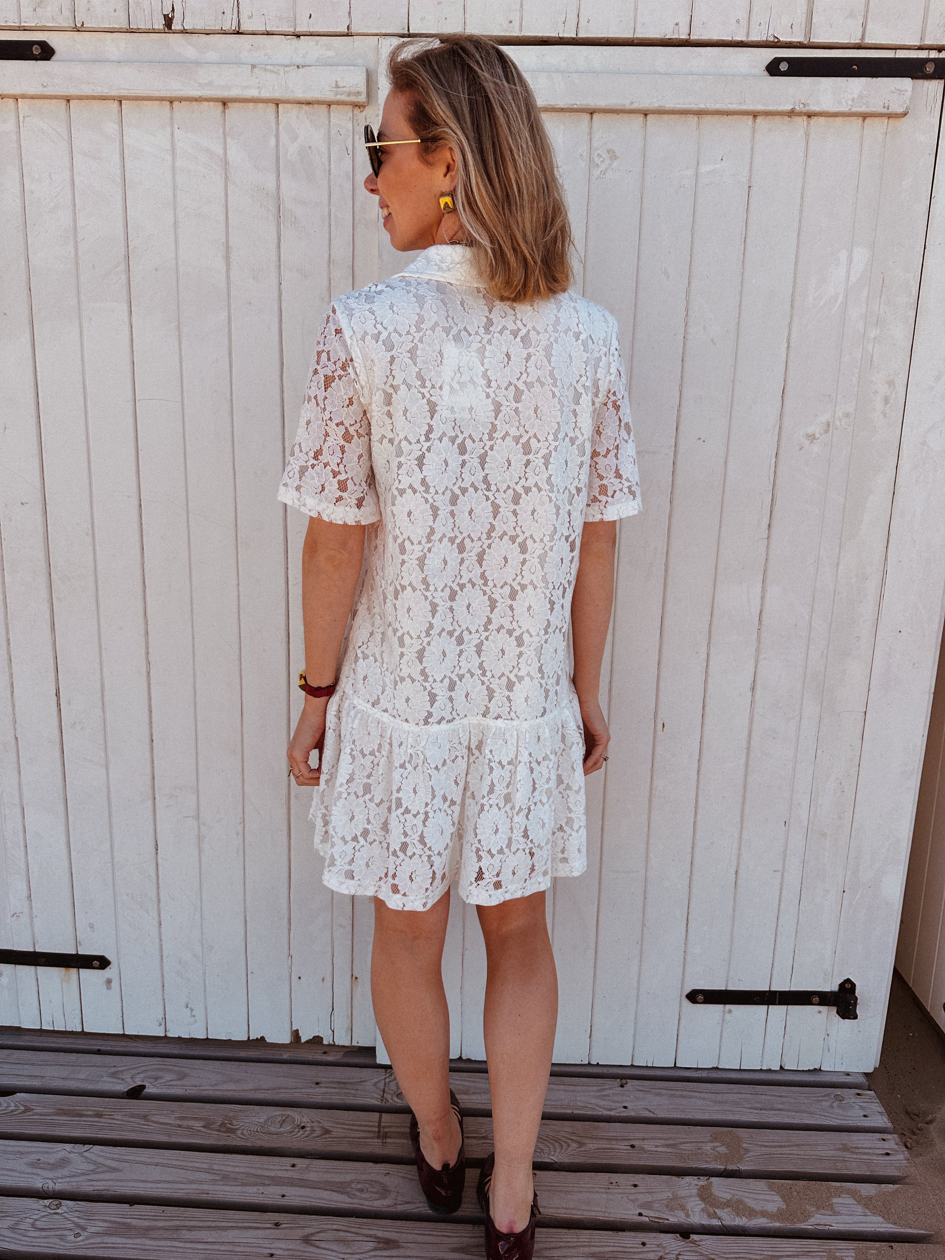 Franca kanten jurk wit