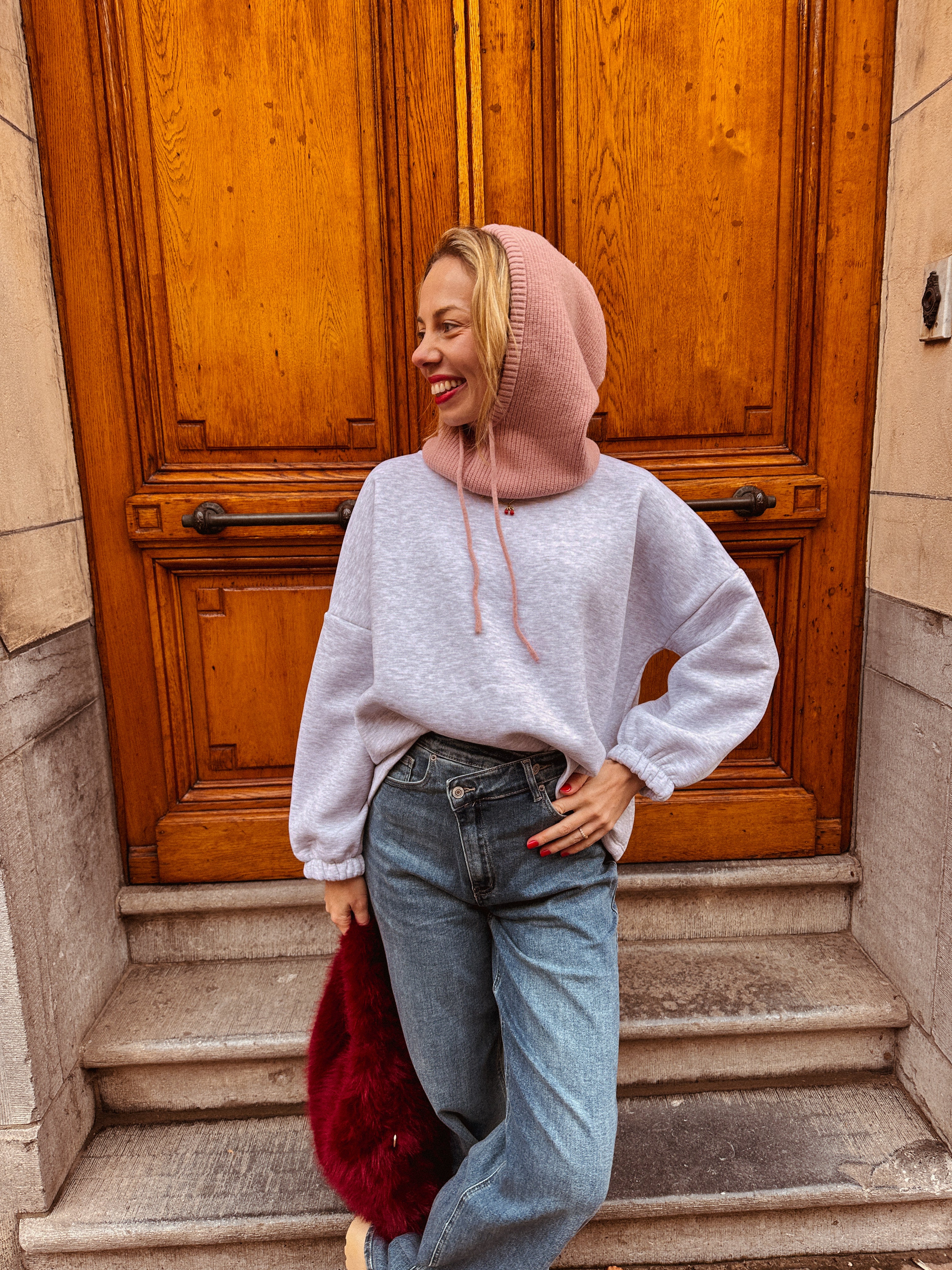 Mommy sweater grijs/blauw