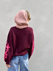 Alba trui bordeaux pailletten