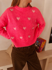 Leonie trui fluoroze hartjes