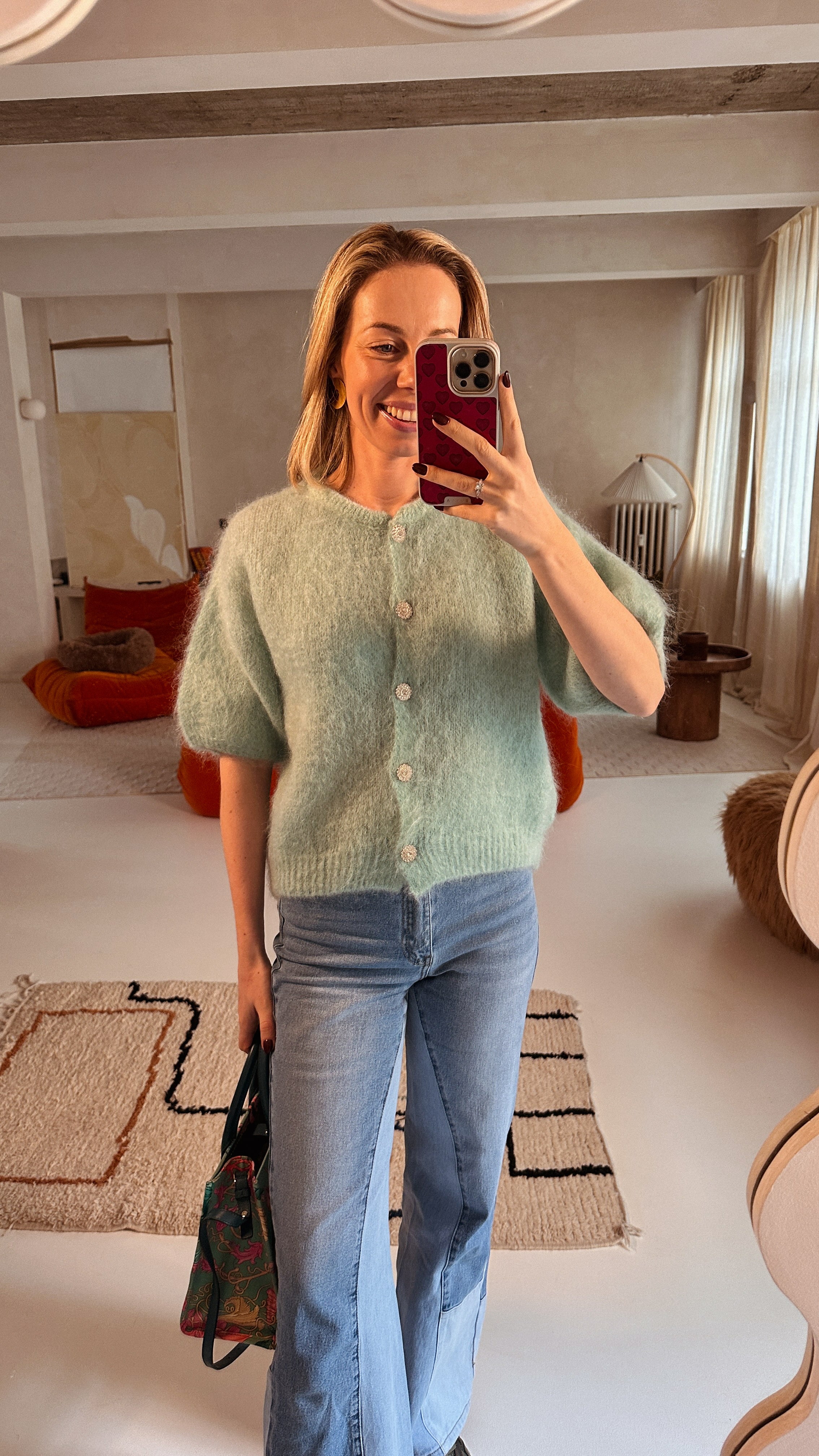 Nori trui mintgroen korte mouw