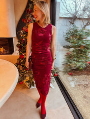 Jana jurk gebloemd bordeaux