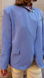 Zena wrap blazer denim blauw