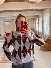 Tessa gilet geruit blauw/bruin