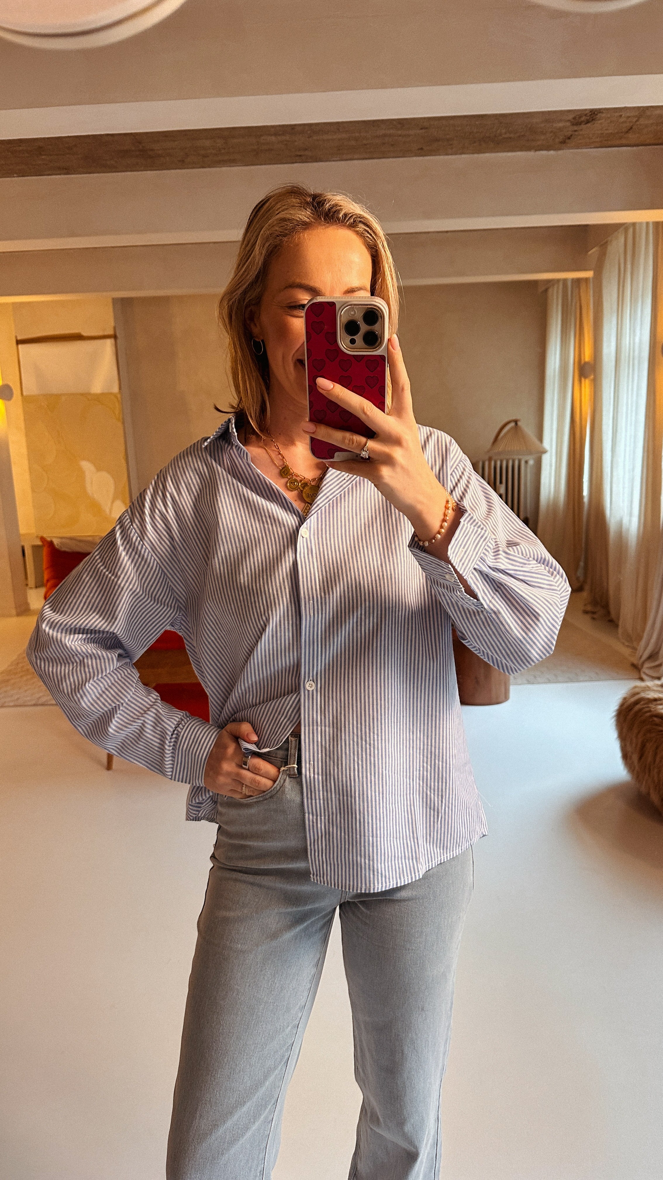 Heart blouse blauw