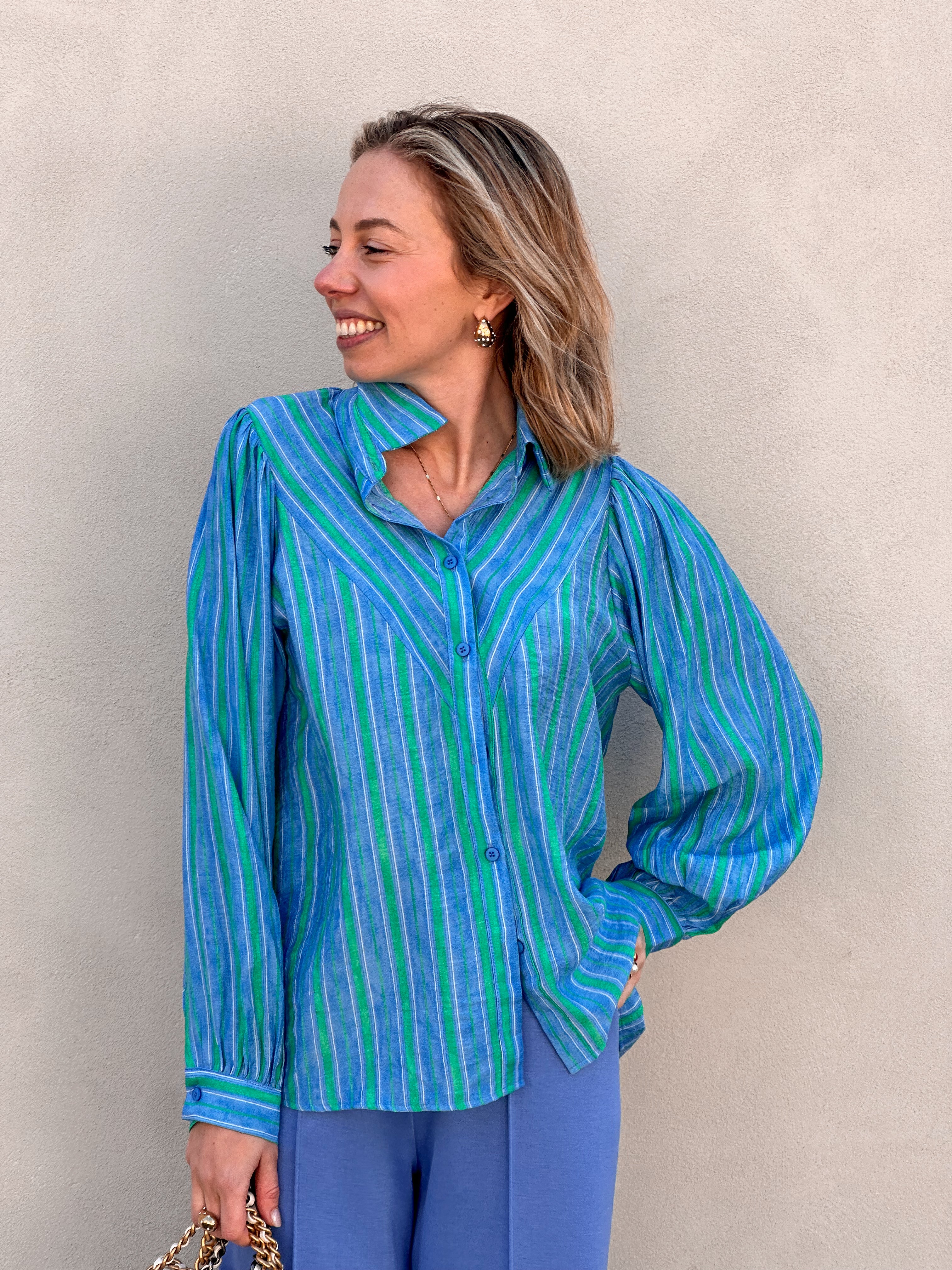 Gala blouse blauw gestreept