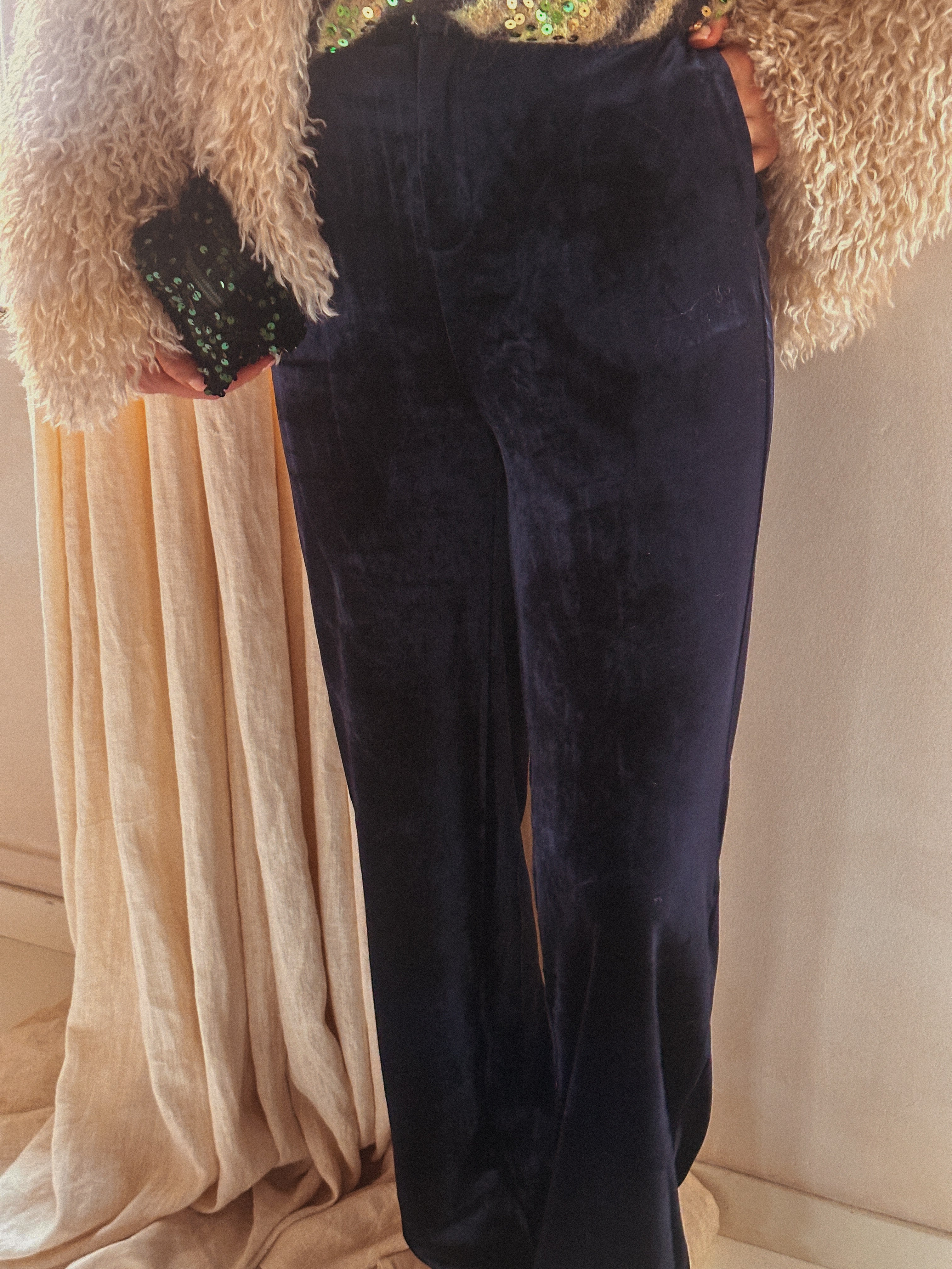 Camille velvet broek blauw