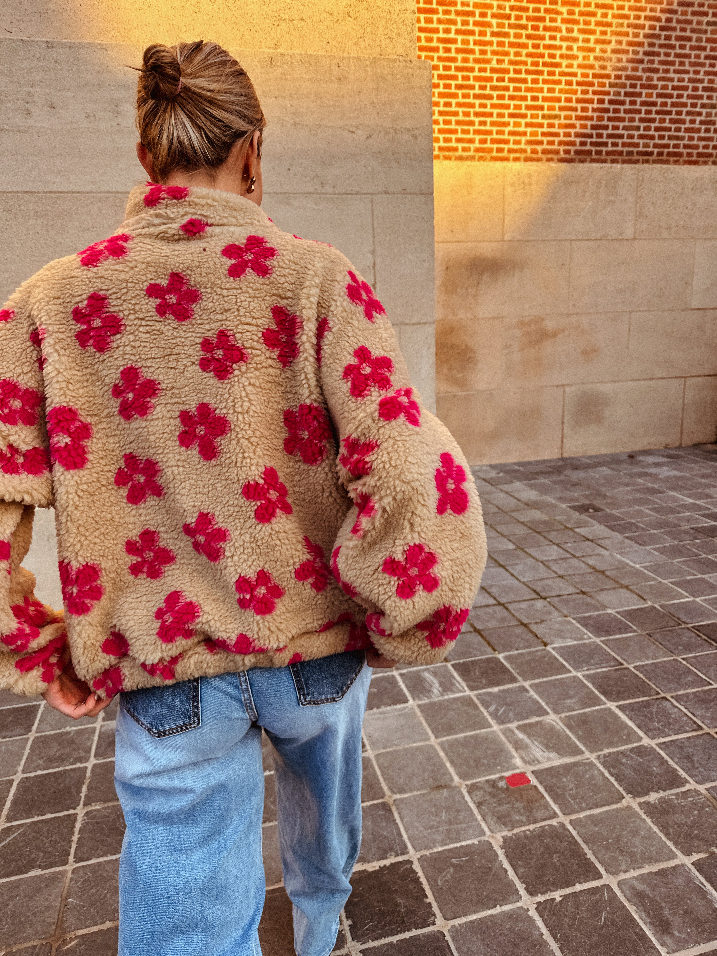 Maja fleece beige gebloemd