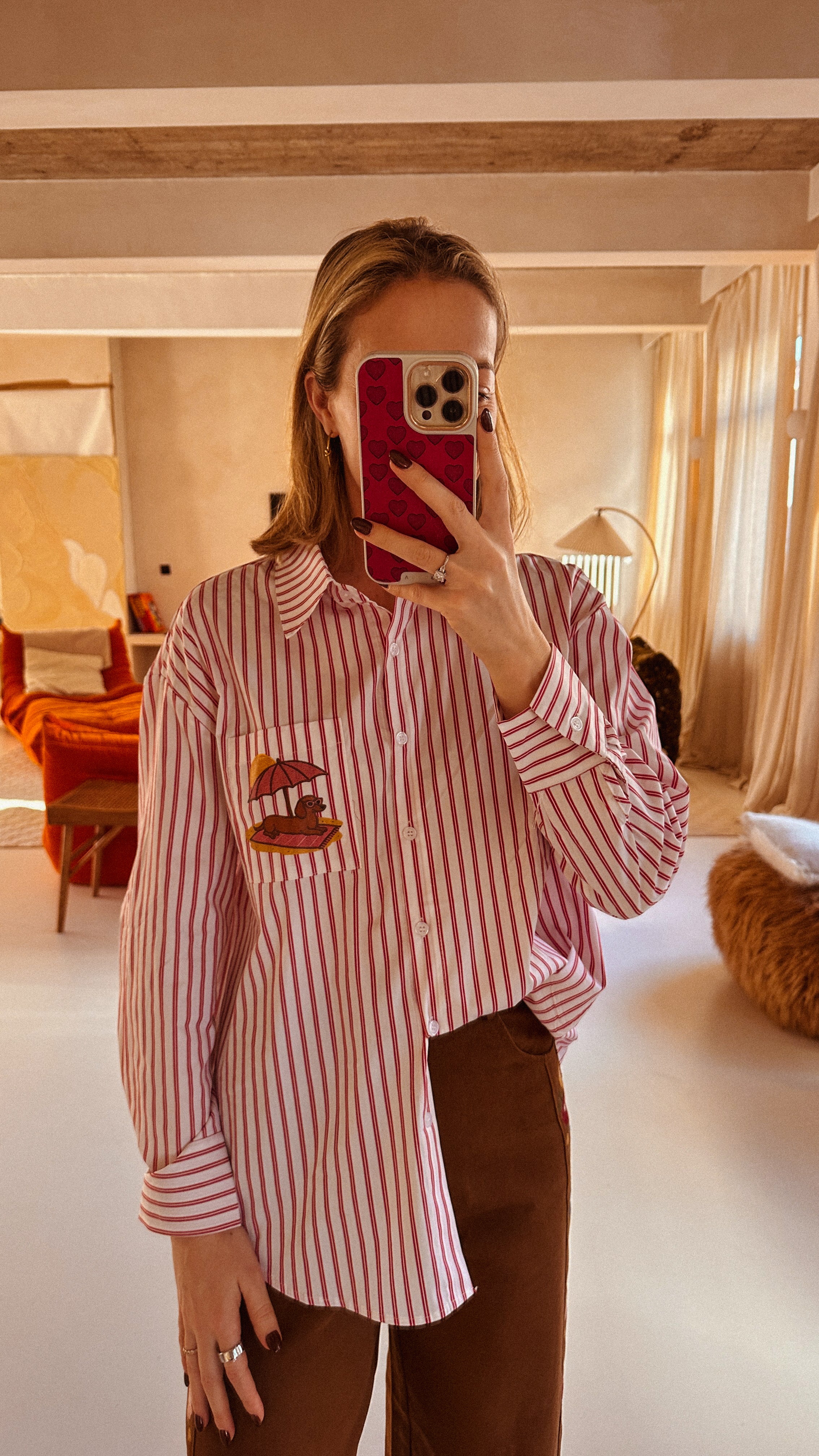 Mare blouse bordeaux gestreept