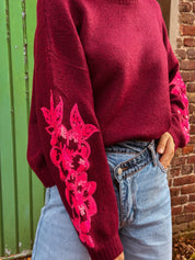 Alba trui bordeaux pailletten