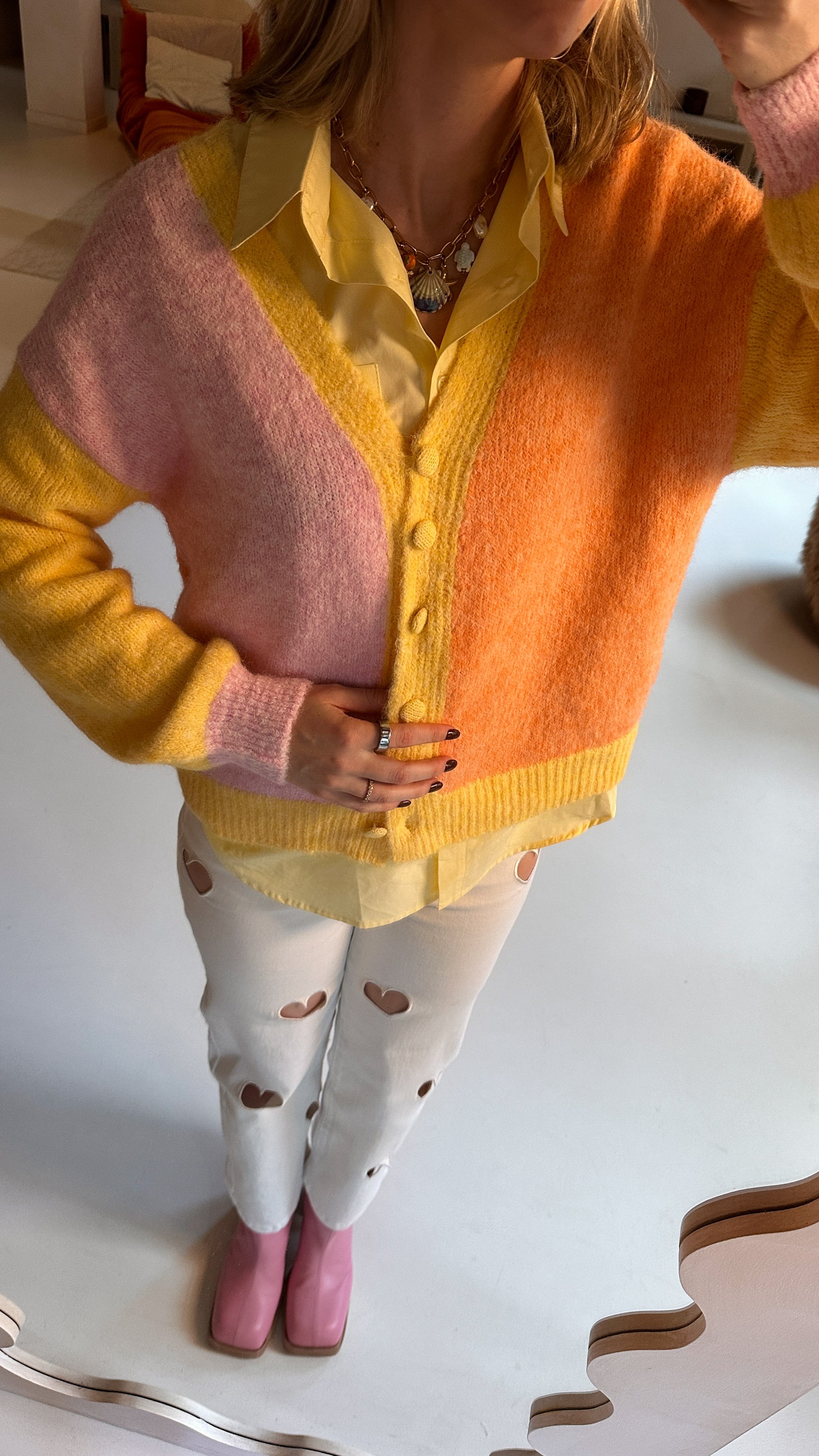 Sammie gilet roze/oranje/geel