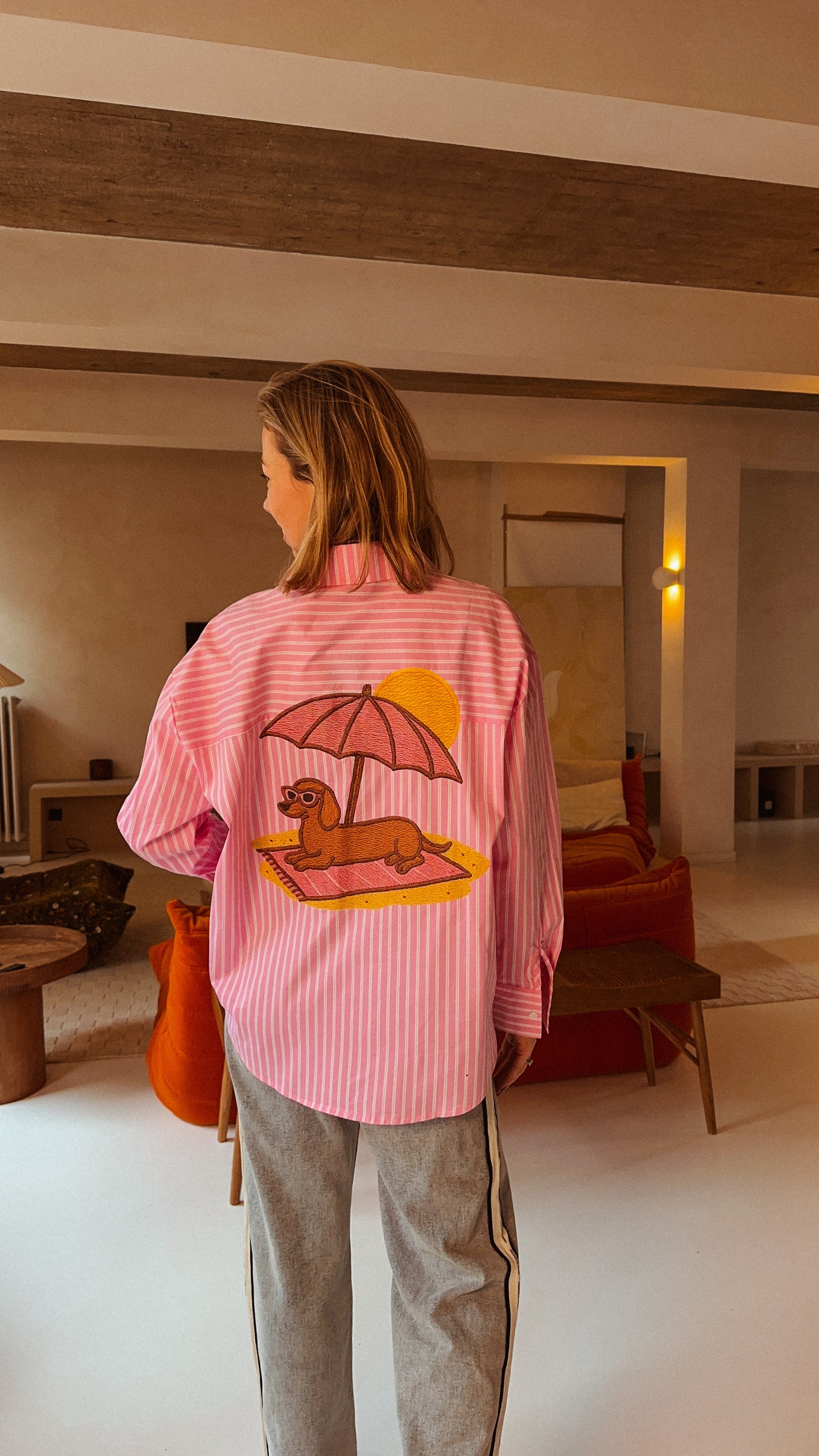 Mare blouse roze gestreept