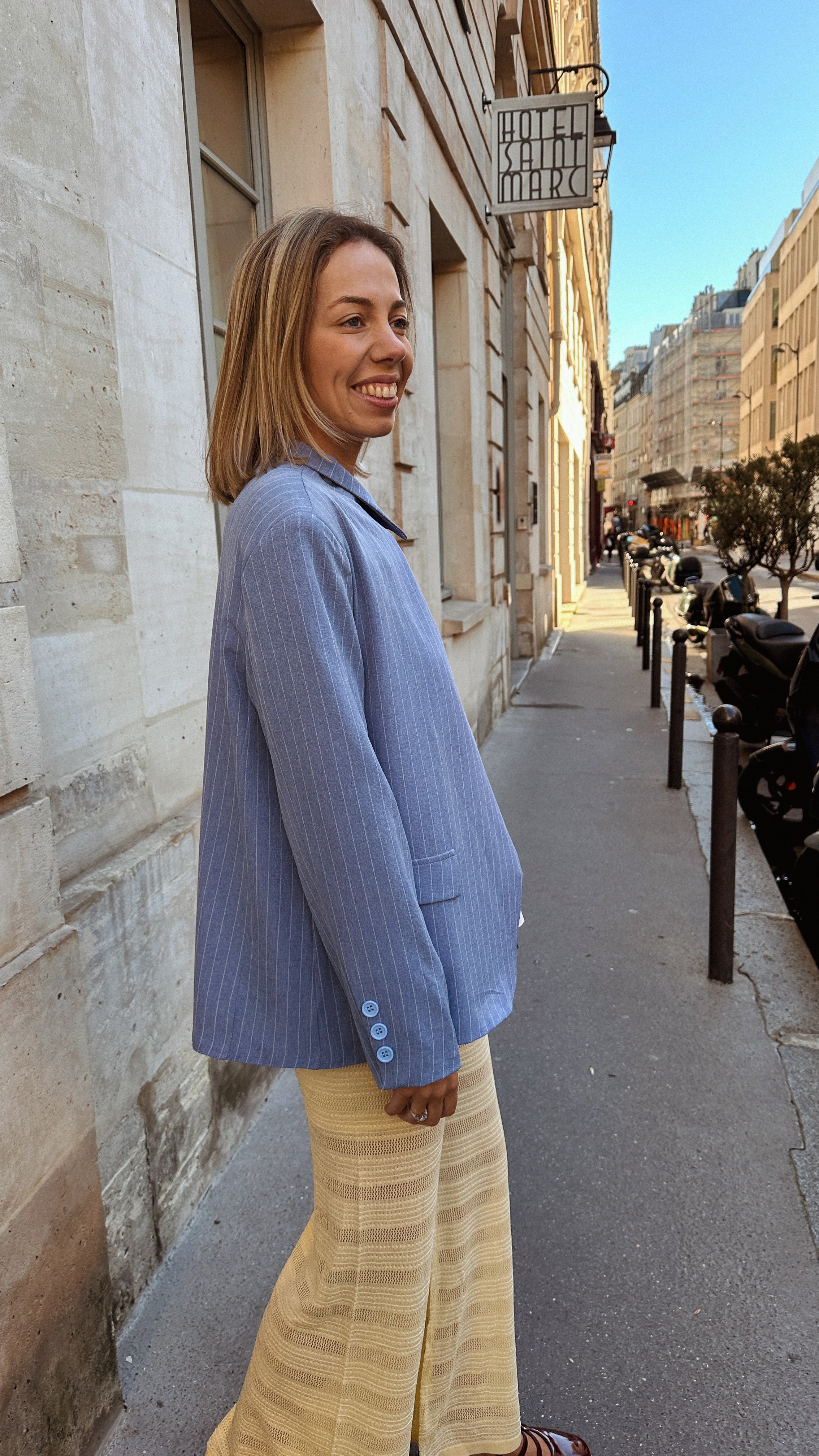 Zena wrap blazer denim blauw