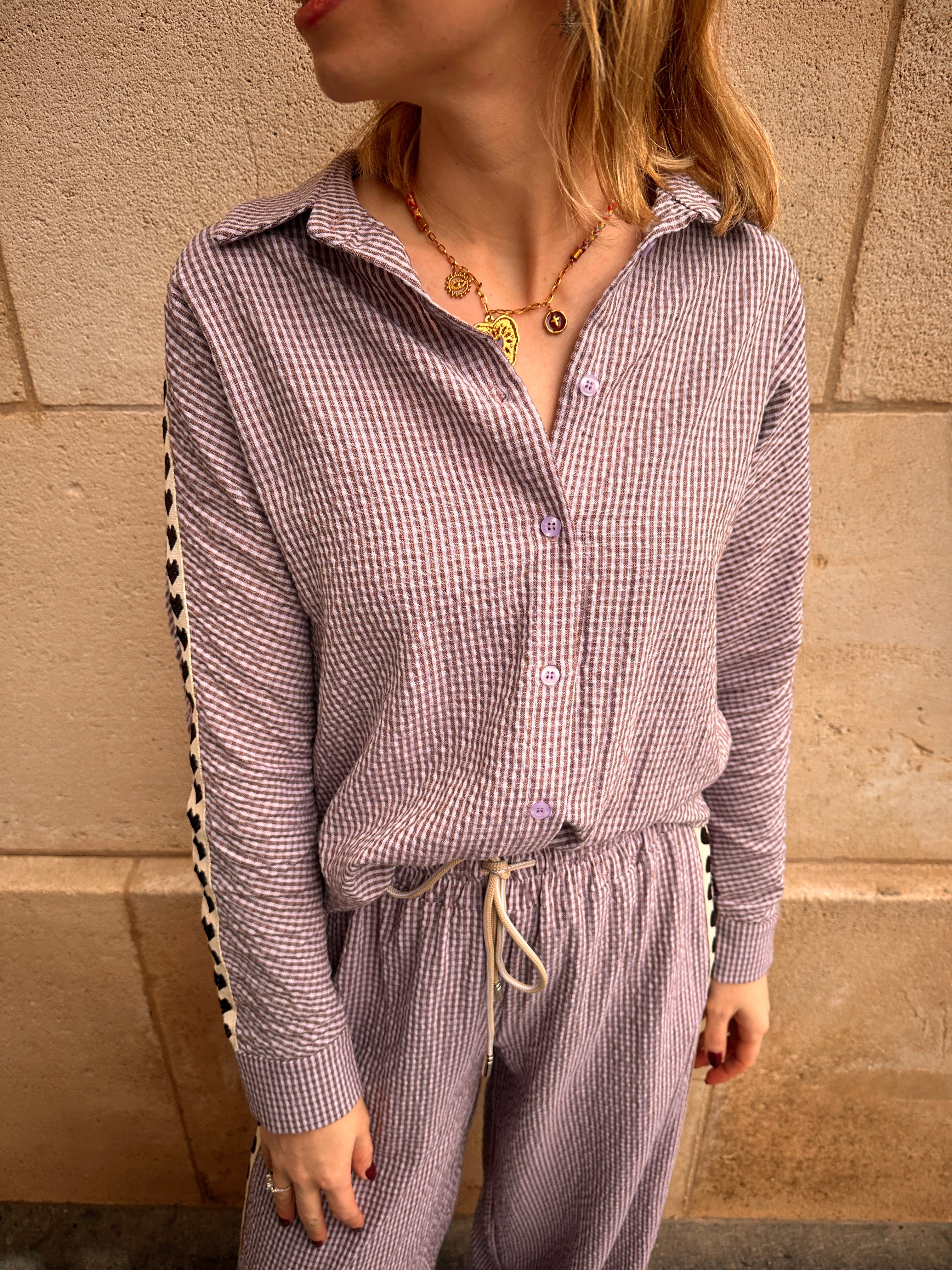 Nina Blouse geruit Lila