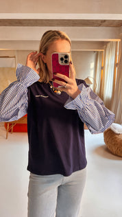 Colourful rebel sleeve top blauw