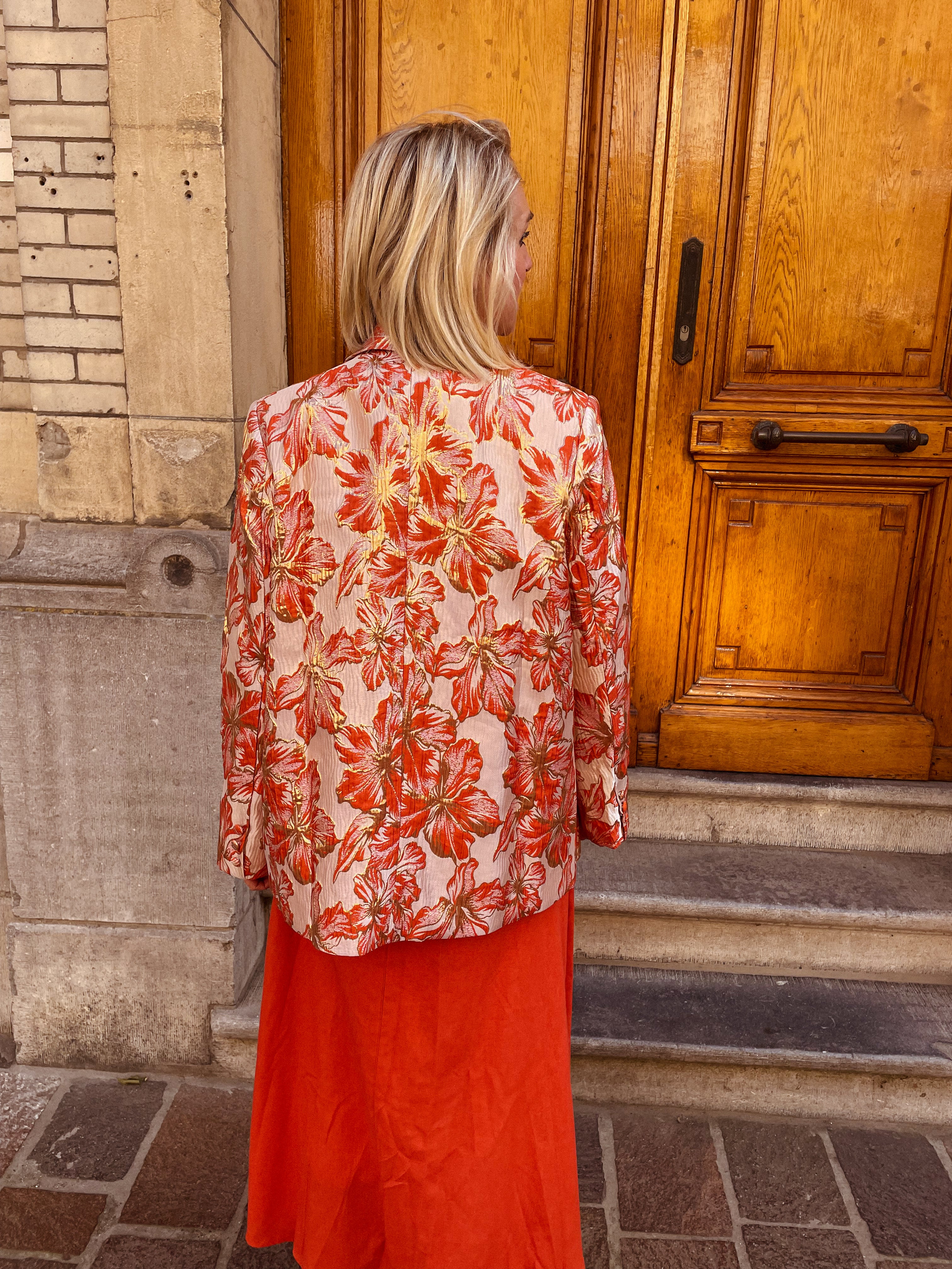 Layla Blazer gebloemd metallic
