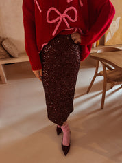 Jules rok Bordeaux pailletten 48-04278-W