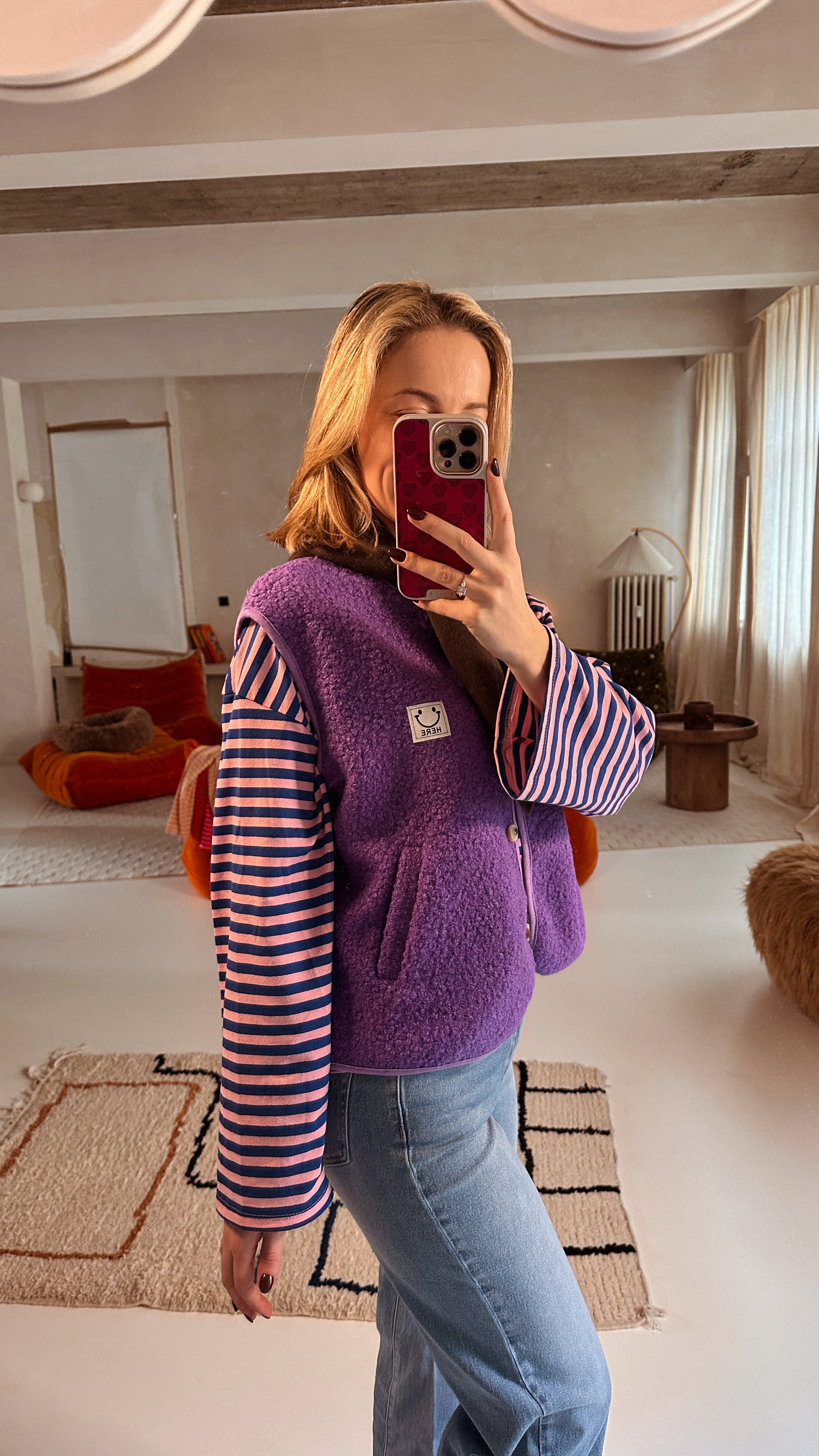 Fie teddy bodywarmer paars