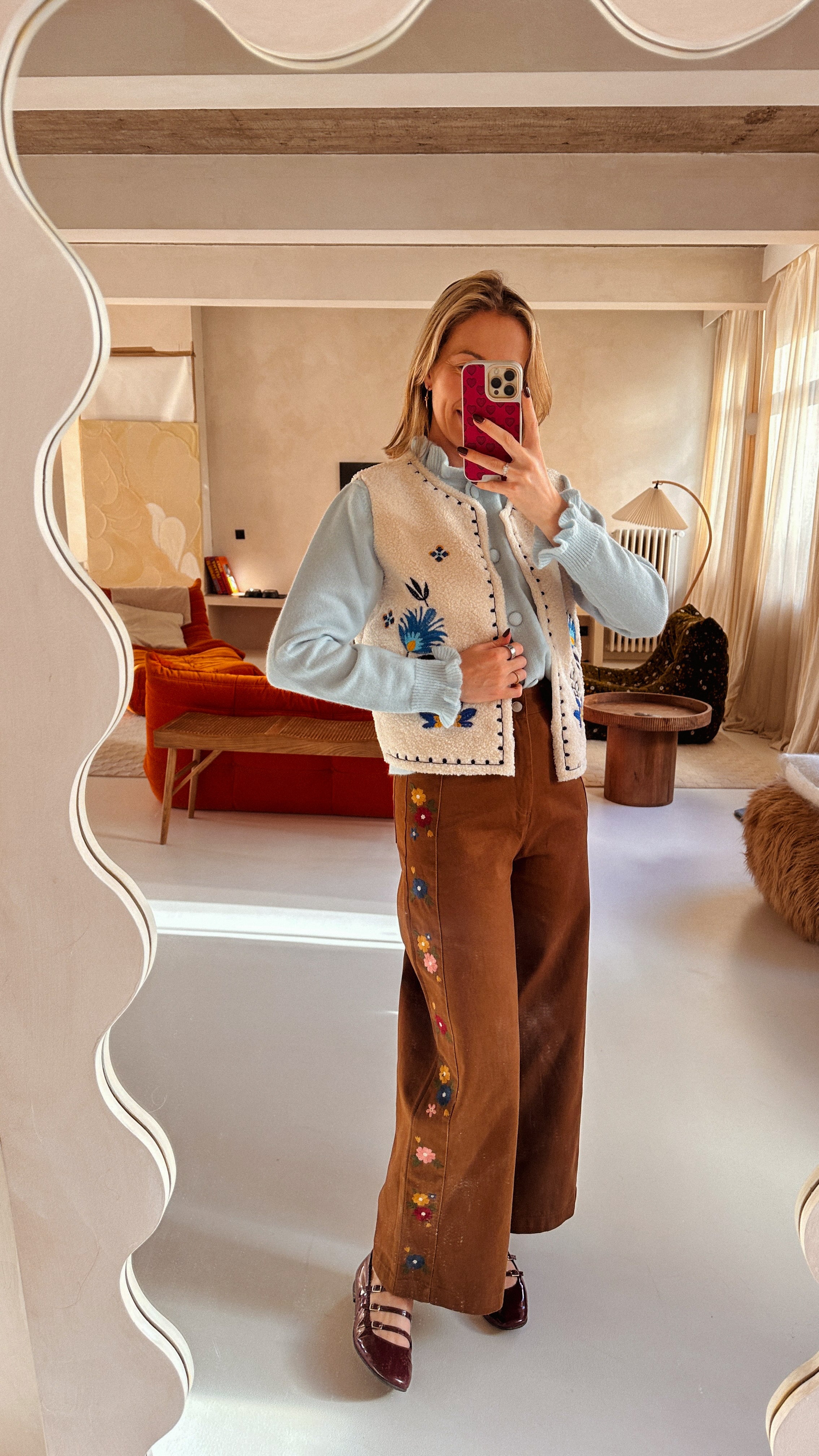 Sienna broek bruin gebloemd