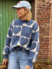Liese trui blauw hartjes