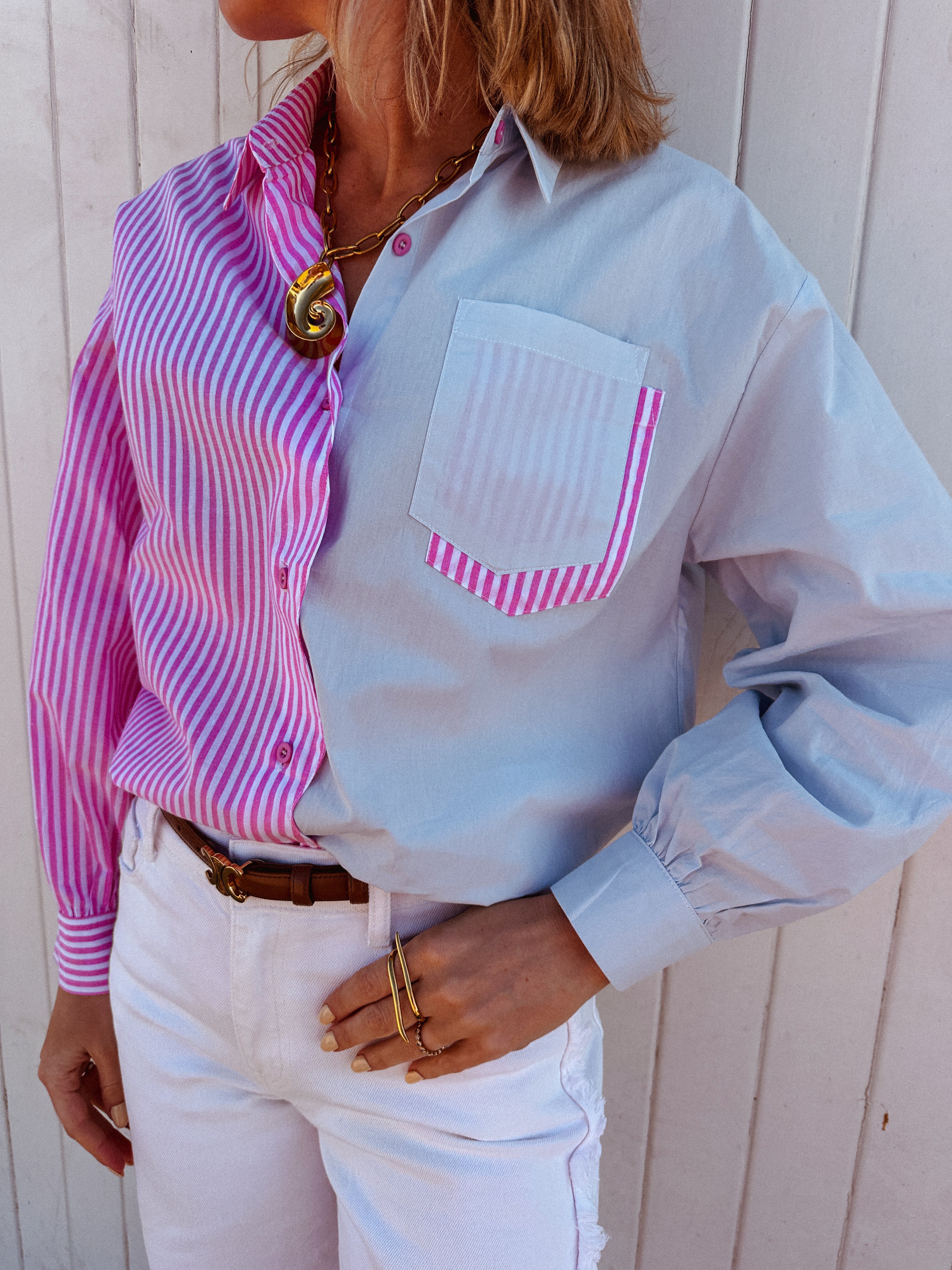 Miranda blouse roze/blauw