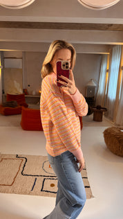 Isla polo trui roze gestreept