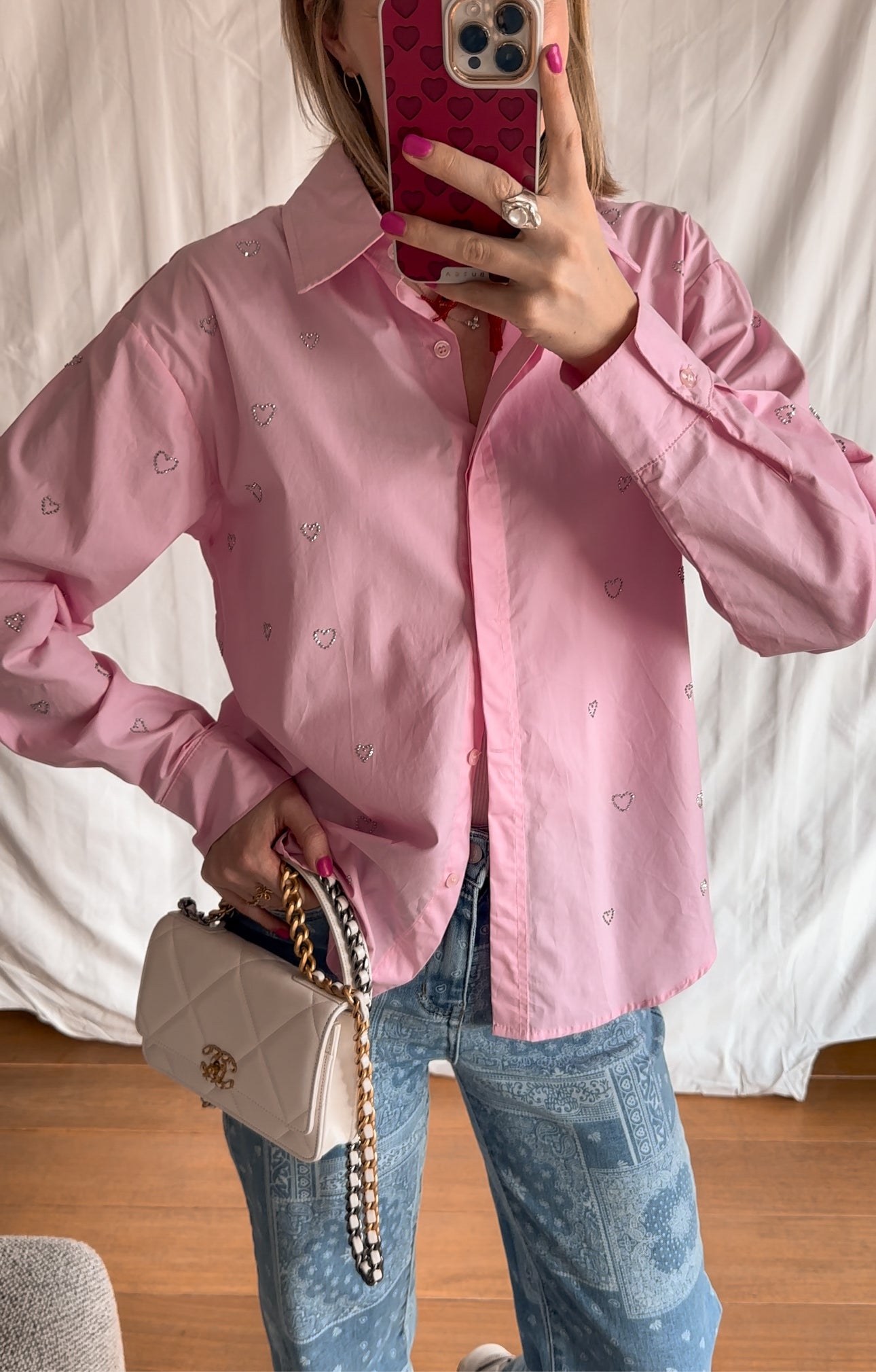 Holly blouse hartjes roze