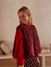 Isaline mouwloos jasje Bordeaux