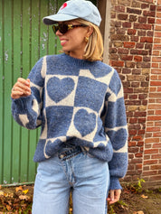 Liese trui blauw hartjes