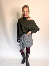 Camille skort geruit kaki