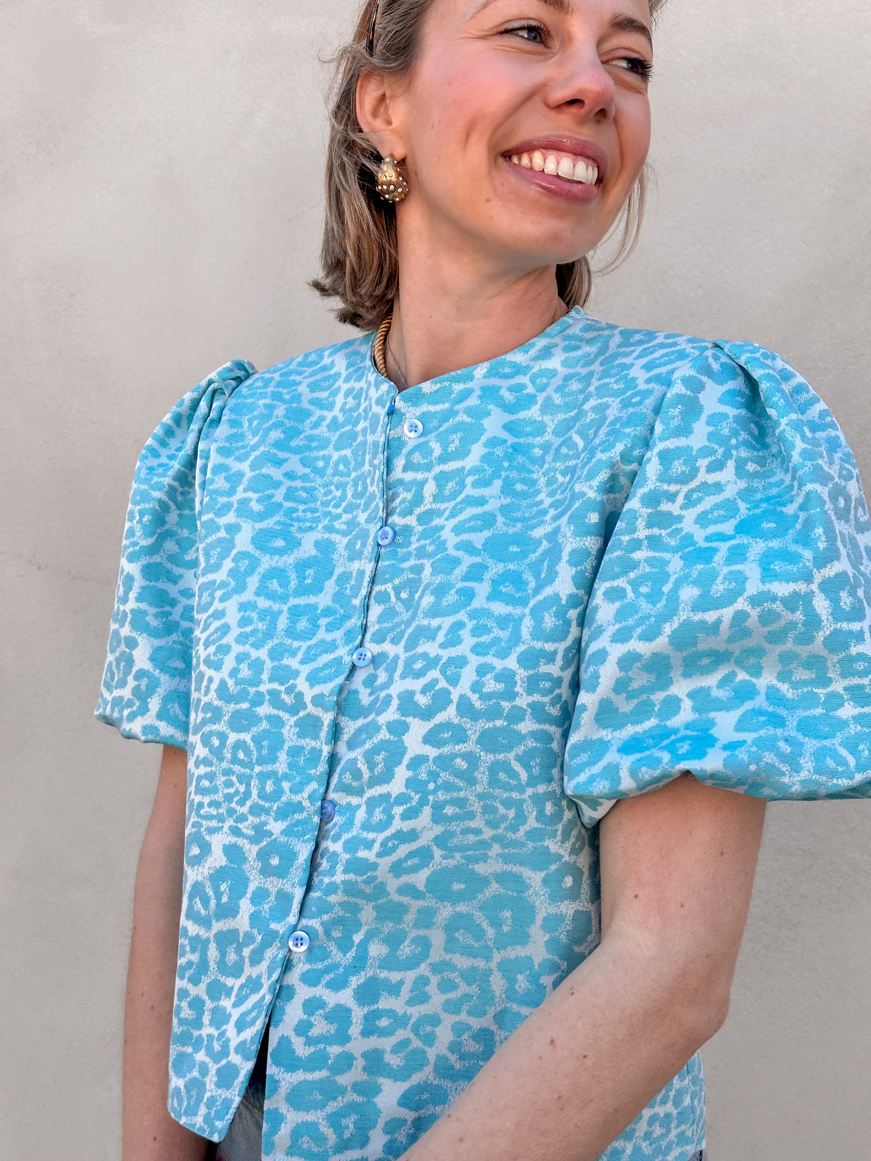 Véda blouse blauw