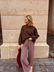 Copine sweater bruin/roze