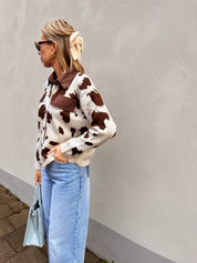 Babs gilet bruin/ecru gevlekt