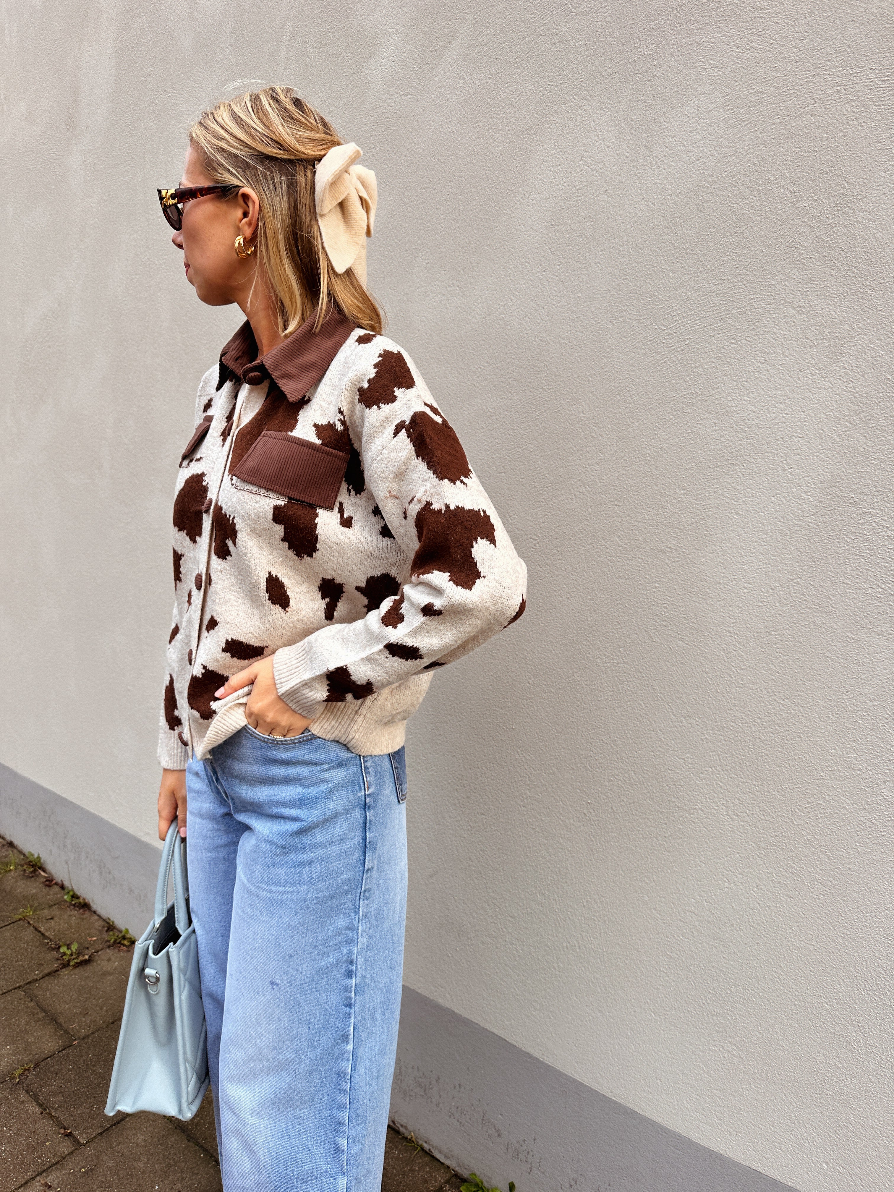 Babs gilet bruin/ecru gevlekt