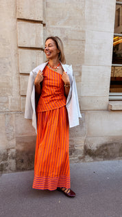Florence set oranje gestreept