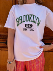 Brooklyn T-shirt wit met opschrift
