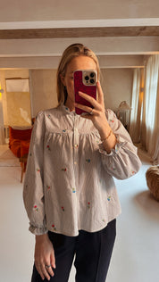 Aveline blouse gestreept gebloemd