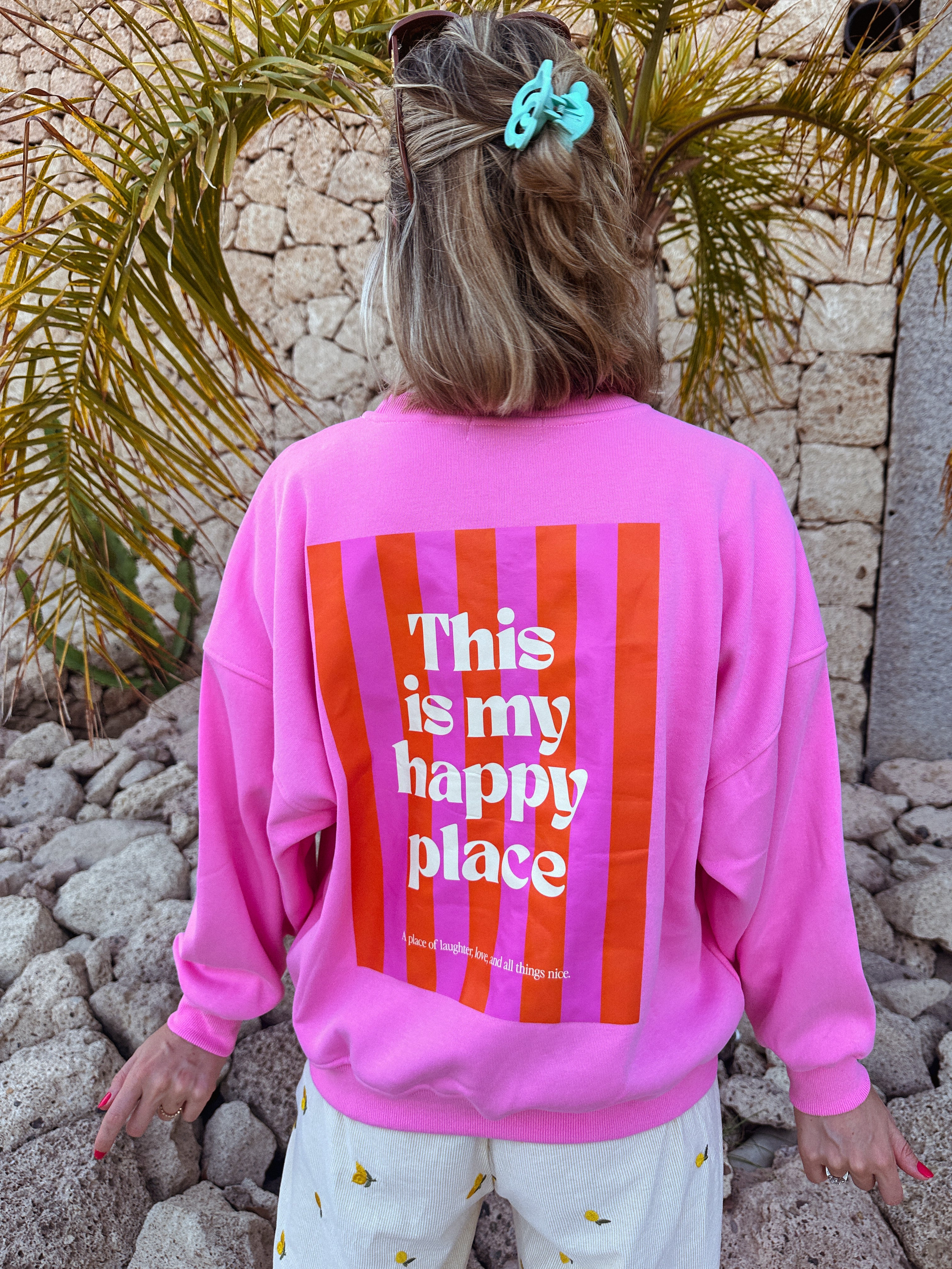 Louise roze trui Happy place